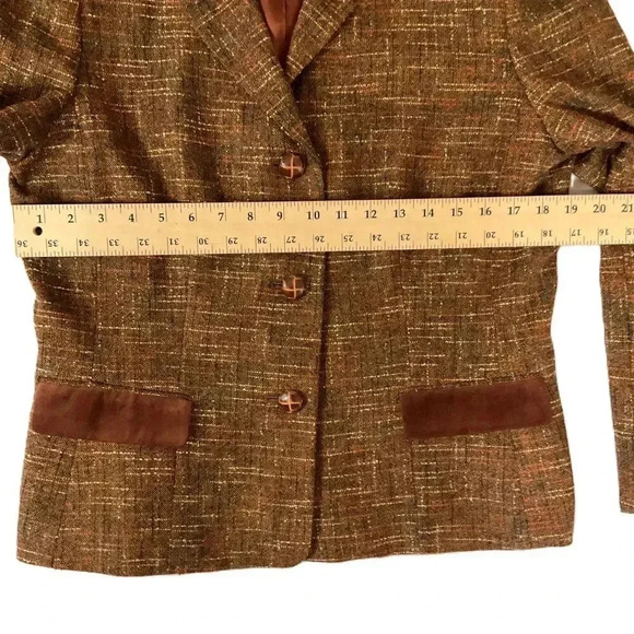 Le Suit Orange Womens Blazer 4 Button Notched Lapel Contrast Collar Size 12 - Picture 4 of 6